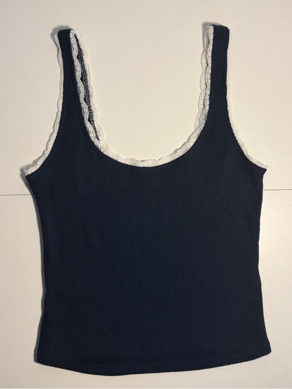 Gilly Hicks Cozy Waffle Mini Shorts and Tank Top SET - Color Navy - Picture 3 of 7